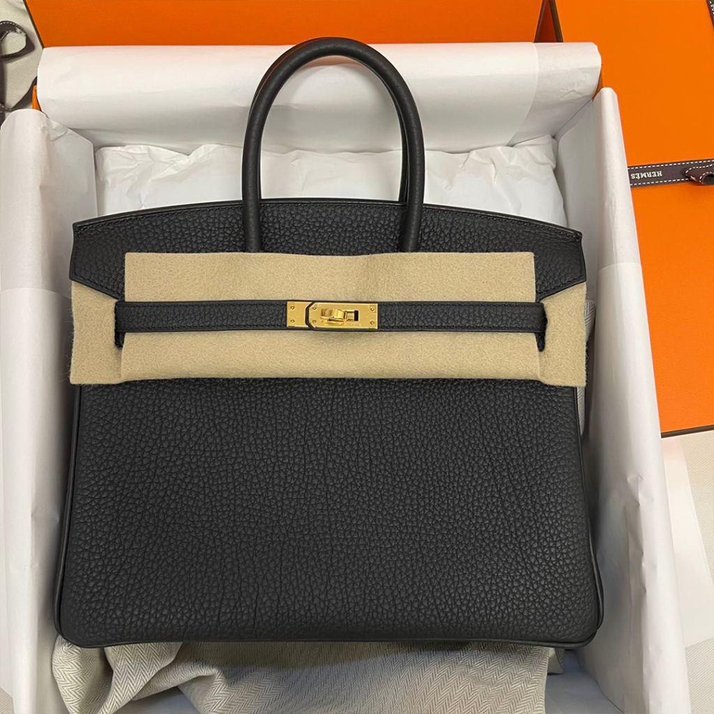 2022 NEW Full Gift Box Receipt HERMES Birkin 25 Beton Togo Leather Gold  Tote Bag